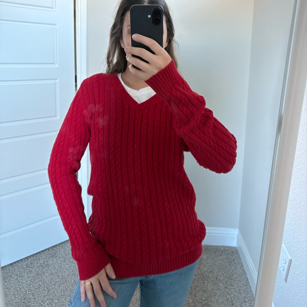 Croft & Barrow Red V-Neck Sweater